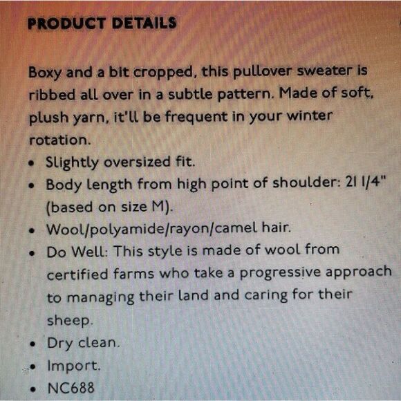 MADEWELL Sweater Womens XS Purple Belfiore Ribbed Pullover Wool Blend NC688 - Picture 8 of 8